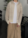 Punching Stripe Hooded Knit Zip-Up