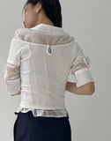 Pearl off-shoulder half T-shirt