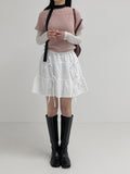 Frill Banding Flared Mini Skirt