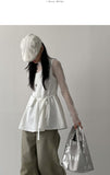 [Belt Bag SET] Smoke Sleeveless Frill Blouse