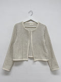 Fence color matching tweed crop cardigan