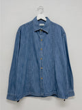 [unisex] Edge Pin Tuck Overfit Denim Shirt Jacket