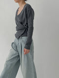 Rutting Wrap Unbalanced Knit Cardigan