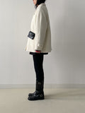 [wool100%] Raglan Boucle Collar Half Coat
