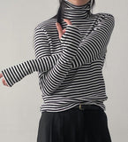 Stripe Warmer Turtleneck T-Shirt