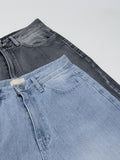 [unisex] Back pin tuck gradient wide denim