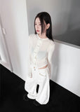 DOUBLE BUTTON SHIRRING CARDIGAN