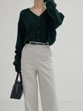 Lambswool V-Neck Cropped Cardigan