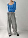 One tuck banding training wide pants
