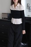 Lina color matching shirt top