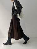 Mirror Low Pleats Long Skirt