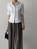 Pintuck Slim Fit Elbow Length Shirt