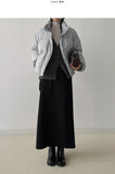 Belted H-Line Brushed Long Skirt