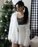 Pine Needles Loose-Fit Fur Cardigan