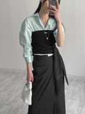 Unbalanced Stripe H-Line Skirt