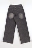 Root wide stud denim