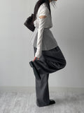Striped One-Tuck Wide Slacks