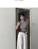 [Setup Available/Tie SET] Pin Round Loose Fit Blouse