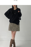 Slit Button V-neck Overfit Knit