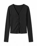 TWIST BUTTON V-NECK CARDIGAN