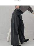 [Belt SET] Stern Pintuck Cotton Wide Pants