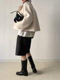 Hairy High Neck Double Short Coat