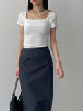 Rie RIb Square Neck Short Sleeve T-Shirt