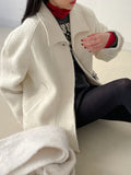 [wool100%] Raglan Boucle Collar Half Coat