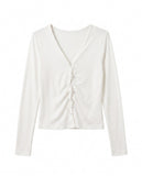 TWIST BUTTON V-NECK CARDIGAN