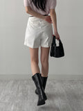Spring Roll Up Cotton Shorts
