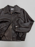 [unisex] Curl Vintage Leather Overfit Blouson
