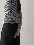 Stripe Warmer Turtleneck T-Shirt