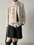 Hairy High Neck Double Short Coat