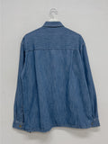 [unisex] Edge Pin Tuck Overfit Denim Shirt Jacket