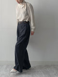 [Belt SET] With Two Tuck Wide Slacks