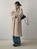 High Neck Double Long Fur Coat