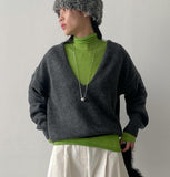 Deep V-Neck Loose Fit Knit
