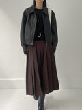 Mirror Low Pleats Long Skirt
