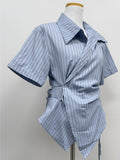 [Short sleeve ver.] Loke Wrap Shirring Shirt