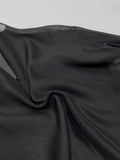 Organza Mock Neck See-Through Blouse
