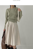 [Scarf SET] Tuyu boat neck slit crop knit