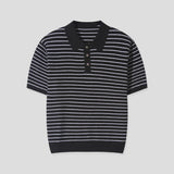 Cotton Stripe Collar Half Knit