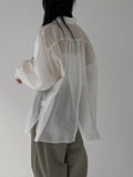Marine Backslit See-Through Overfit Shirt