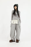 Side puff brushed pants