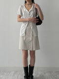 [Short sleeve ver.] Cheek strap long blouse
