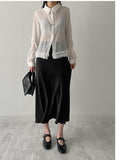 Frill Yoru See-through Blouse