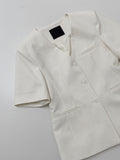 Lauder Linen No collar half jacket
