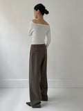 Olsen Rip Pocket One-Tuck Wide Slacks
