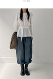 [Tie SET] Arc Raglan Round Blouse