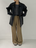 Beaver Crack Half Leather Coat